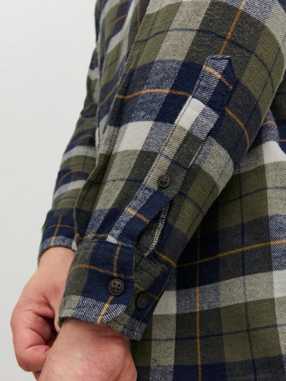 Jack & Jones JOROWEN CHECK COMFORT Shirt Olive - Cămăși - Cămăși Bărbați Mărimi Mari