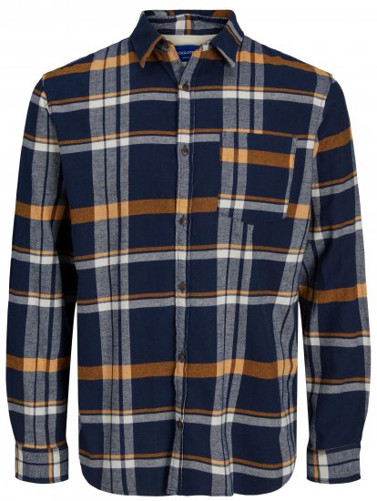 Jack & Jones JOROWEN CHECK COMFORT Shirt Navy - Cămăși - Cămăși Bărbați Mărimi Mari