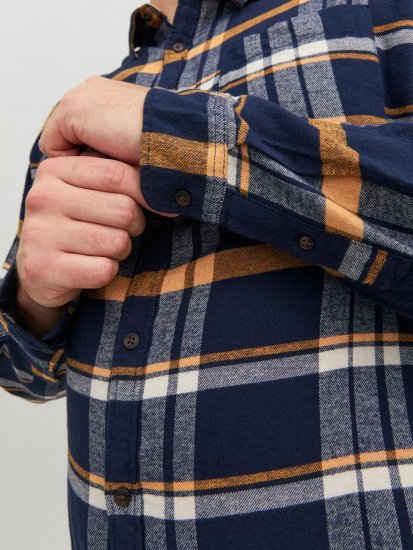 Jack & Jones JOROWEN CHECK COMFORT Shirt Navy - Cămăși - Cămăși Bărbați Mărimi Mari