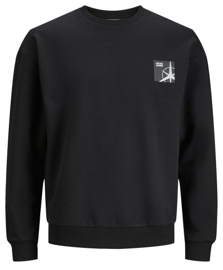 Jack & Jones JCOFILO Crew Neck Sweater with Back Print Black - Pulovere & hanorace - Pulovere & Hanorace Bărbați Mărimi Mari