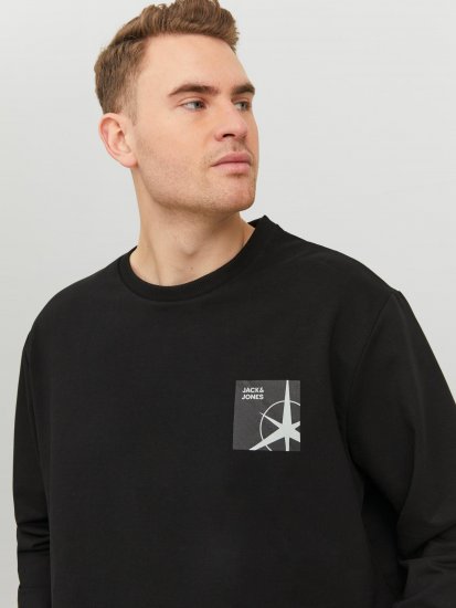 Jack & Jones JCOFILO Crew Neck Sweater with Back Print Black - Pulovere & hanorace - Pulovere & Hanorace Bărbați Mărimi Mari