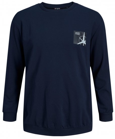 Jack & Jones JCOFILO Crew Neck Sweater with Back Print Navy Blazer - Pulovere & hanorace - Pulovere & Hanorace Bărbați Mărimi Mari