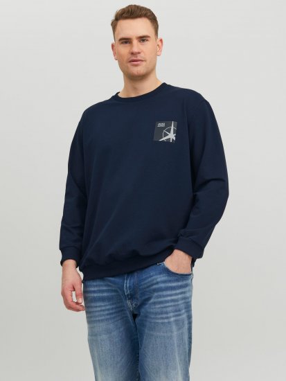 Jack & Jones JCOFILO Crew Neck Sweater with Back Print Navy Blazer - Pulovere & hanorace - Pulovere & Hanorace Bărbați Mărimi Mari
