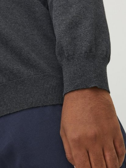Jack & Jones BASIC Knitted Sweater Dark Grey Melange - Pulovere & hanorace - Pulovere & Hanorace Bărbați Mărimi Mari