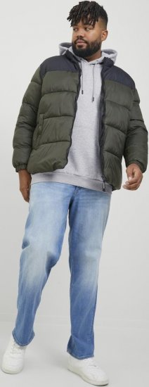 Jack & Jones BRADLEY Hoodie Light Grey Melange - Pulovere & hanorace - Pulovere & Hanorace Bărbați Mărimi Mari