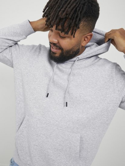 Jack & Jones BRADLEY Hoodie Light Grey Melange - Pulovere & hanorace - Pulovere & Hanorace Bărbați Mărimi Mari