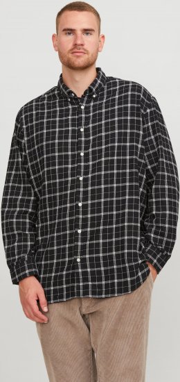 Jack & Jones JORCOZY FLANNEL CHECK SHIRT LS Black - Cămăși - Cămăși Bărbați Mărimi Mari