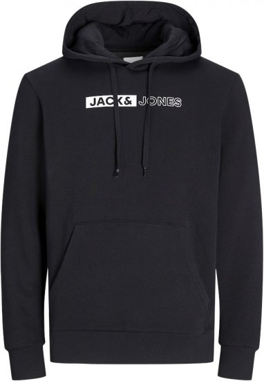 Jack & Jones CORP LOGO PLAY 5 Print Hoodie Black - Pulovere & hanorace - Pulovere & Hanorace Bărbați Mărimi Mari