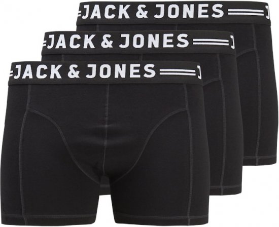 Jack & Jones SENSE Trunks 3-Pack Black - Lenjerie intimă & costum baie - Lenjerie Intimă Bărbați Mărimi Mari