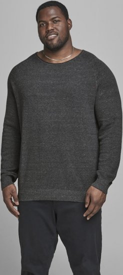 Jack & Jones HILL Knitted Sweater Dark Grey Melange - Pulovere & hanorace - Pulovere & Hanorace Bărbați Mărimi Mari