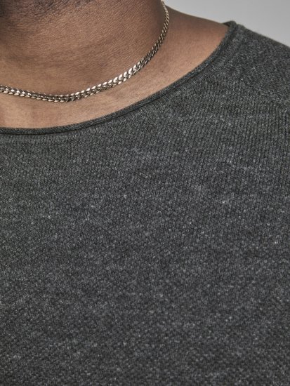 Jack & Jones HILL Knitted Sweater Dark Grey Melange - Pulovere & hanorace - Pulovere & Hanorace Bărbați Mărimi Mari