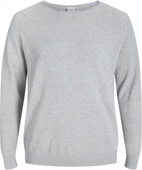 Jack & Jones HILL Knitted Sweater Light Grey Melange - Pulovere & hanorace - Pulovere & Hanorace Bărbați Mărimi Mari