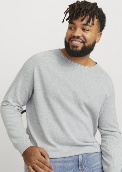 Jack & Jones HILL Knitted Sweater Light Grey Melange - Pulovere & hanorace - Pulovere & Hanorace Bărbați Mărimi Mari