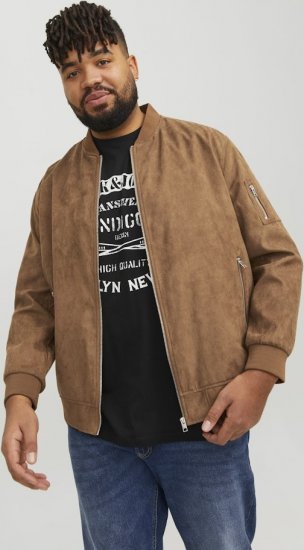 Jack & Jones ROCKY Faux Suede Bomber Jacket Brown - Geci - Geci Bărbați Mărimi Mari