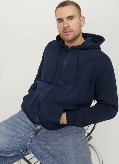 Jack & Jones BRADLEY Zip Hoodie Navy Blazer - Pulovere & hanorace - Pulovere & Hanorace Bărbați Mărimi Mari