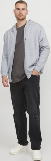 Jack & Jones BRADLEY Zip Hoodie Light Grey Melange - Pulovere & hanorace - Pulovere & Hanorace Bărbați Mărimi Mari
