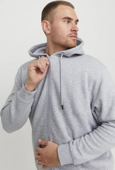 Jack & Jones BRADLEY Zip Hoodie Light Grey Melange - Pulovere & hanorace - Pulovere & Hanorace Bărbați Mărimi Mari