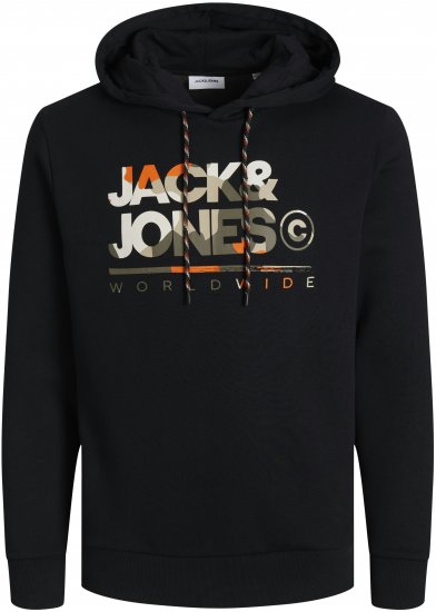 Jack & Jones JJLUKE Hoodie Black - Pulovere & hanorace - Pulovere & Hanorace Bărbați Mărimi Mari