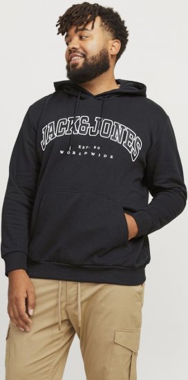 Jack & Jones CALEB Hoodie Black - Pulovere & hanorace - Pulovere & Hanorace Bărbați Mărimi Mari