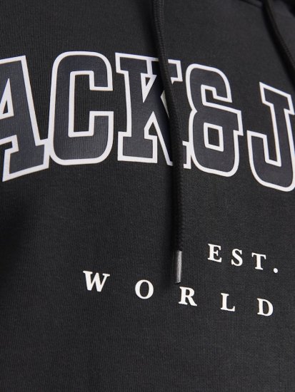Jack & Jones CALEB Hoodie Black - Pulovere & hanorace - Pulovere & Hanorace Bărbați Mărimi Mari