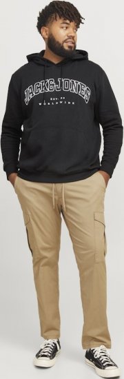 Jack & Jones CALEB Hoodie Black - Pulovere & hanorace - Pulovere & Hanorace Bărbați Mărimi Mari