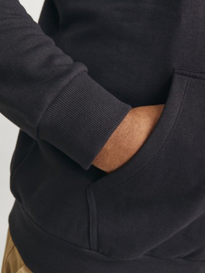 Jack & Jones CALEB Hoodie Black - Pulovere & hanorace - Pulovere & Hanorace Bărbați Mărimi Mari