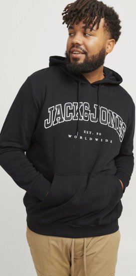 Jack & Jones CALEB Hoodie Black - Pulovere & hanorace - Pulovere & Hanorace Bărbați Mărimi Mari