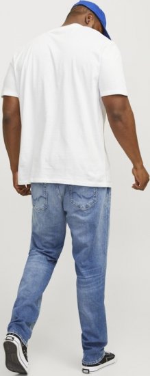 Jack & Jones BRADLEY T-Shirt White - Tricouri - Tricouri Bărbați Mărimi Mari