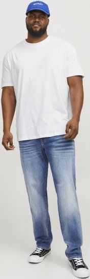 Jack & Jones BRADLEY T-Shirt White - Tricouri - Tricouri Bărbați Mărimi Mari