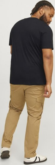 Jack & Jones CALEB VARSITY O-Neck T-Shirt Black - Tricouri - Tricouri Bărbați Mărimi Mari