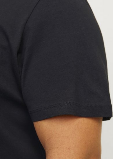 Jack & Jones CALEB VARSITY O-Neck T-Shirt Black - Tricouri - Tricouri Bărbați Mărimi Mari