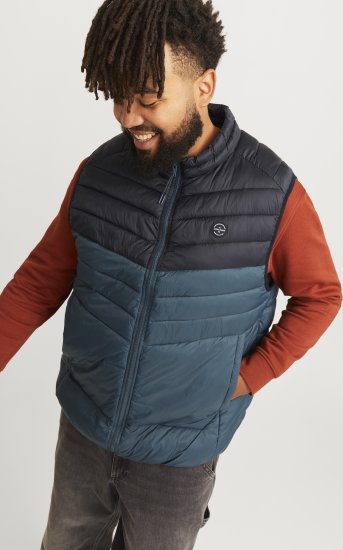Jack & Jones SPRINT Black Blocking BODYWARMER With Collar Dark Turquoise - Geci - Geci Bărbați Mărimi Mari