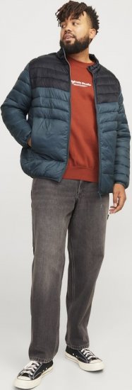 Jack & Jones SPRINT Black Blocking Quilted Collar Jacket Teal - Geci - Geci Bărbați Mărimi Mari