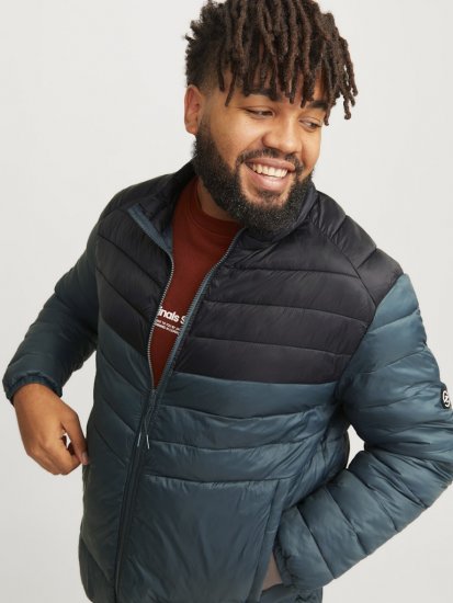 Jack & Jones SPRINT Black Blocking Quilted Collar Jacket Teal - Geci - Geci Bărbați Mărimi Mari