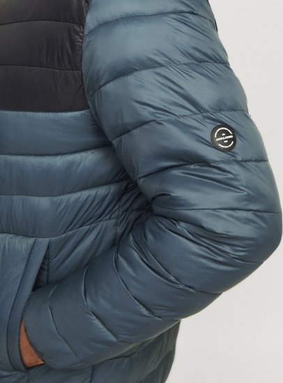 Jack & Jones SPRINT Black Blocking Quilted Collar Jacket Teal - Geci - Geci Bărbați Mărimi Mari