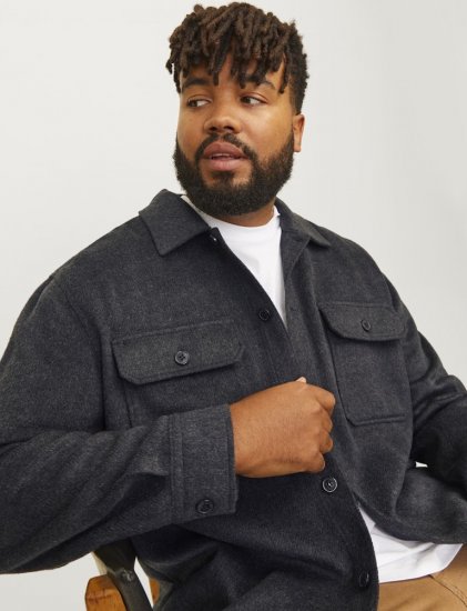 Jack & Jones BRADLEY OLLIE Overshirt LS Black - Cămăși - Cămăși Bărbați Mărimi Mari