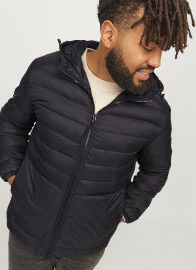 Jack & Jones SPRINT Quilted Hooded Jacket Black - Geci - Geci Bărbați Mărimi Mari