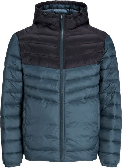 Jack & Jones SPRINT Black Blocking Quilted Hooded Jacket Turquoise Blue - Geci - Geci Bărbați Mărimi Mari