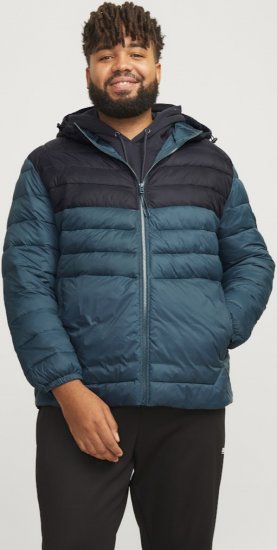 Jack & Jones SPRINT Black Blocking Quilted Hooded Jacket Turquoise Blue - Geci - Geci Bărbați Mărimi Mari
