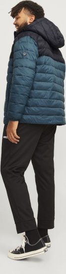 Jack & Jones SPRINT Black Blocking Quilted Hooded Jacket Turquoise Blue - Geci - Geci Bărbați Mărimi Mari