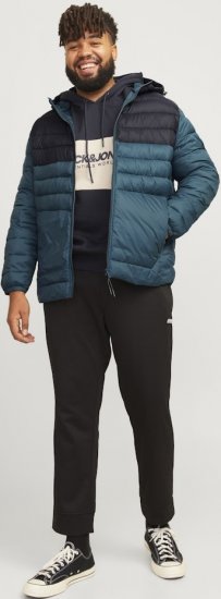 Jack & Jones SPRINT Black Blocking Quilted Hooded Jacket Turquoise Blue - Geci - Geci Bărbați Mărimi Mari