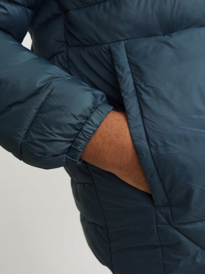 Jack & Jones SPRINT Black Blocking Quilted Hooded Jacket Turquoise Blue - Geci - Geci Bărbați Mărimi Mari