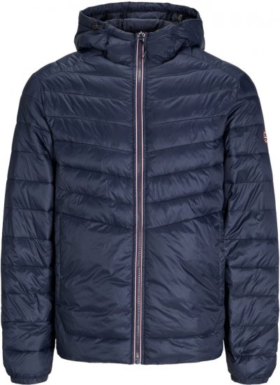 Jack & Jones SPRINT Red Stitches Quilted Hooded Jacket Navy Blazer - Geci - Geci Bărbați Mărimi Mari
