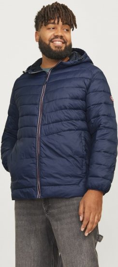 Jack & Jones SPRINT Red Stitches Quilted Hooded Jacket Navy Blazer - Geci - Geci Bărbați Mărimi Mari