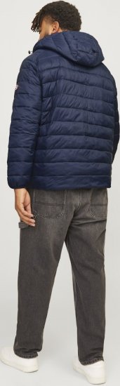 Jack & Jones SPRINT Red Stitches Quilted Hooded Jacket Navy Blazer - Geci - Geci Bărbați Mărimi Mari