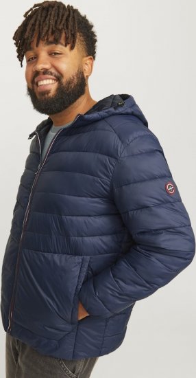 Jack & Jones SPRINT Red Stitches Quilted Hooded Jacket Navy Blazer - Geci - Geci Bărbați Mărimi Mari