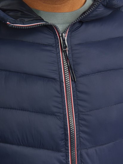 Jack & Jones SPRINT Red Stitches Quilted Hooded Jacket Navy Blazer - Geci - Geci Bărbați Mărimi Mari