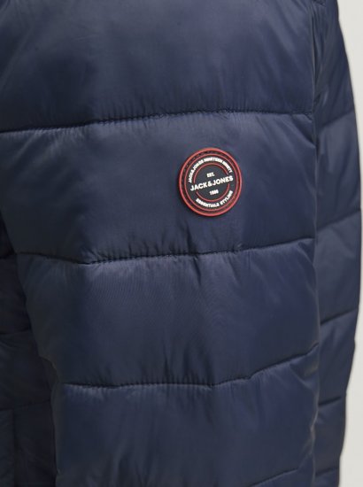Jack & Jones SPRINT Red Stitches Quilted Hooded Jacket Navy Blazer - Geci - Geci Bărbați Mărimi Mari