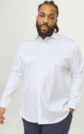 Jack & Jones ARMA LS Shirt White - Cămăși - Cămăși Bărbați Mărimi Mari