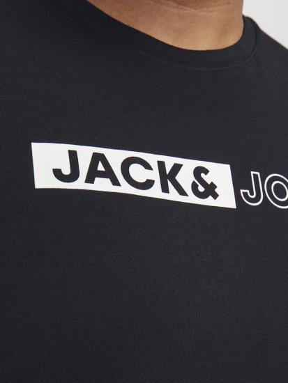 Jack & Jones CORP Logo Play 5 T-Shirt Black - Tricouri - Tricouri Bărbați Mărimi Mari